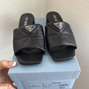 Prada saffiano leather heel sandal